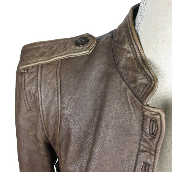 Peruvian Connection100% Sheep Leather Brown Moto Newbury Jacket Size 10 Luxury - Picture 11 of 13